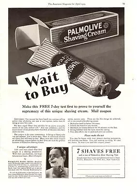 1929 Palmolive Shaving Cream After Shave Talc Free 7-Day Test Coupon Print Ad • $9.95