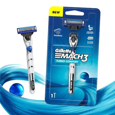 Gillette Mach Turbo 3 Shaving Blades (Pack Of 6 Cartridges) Free Shipping • $41.13