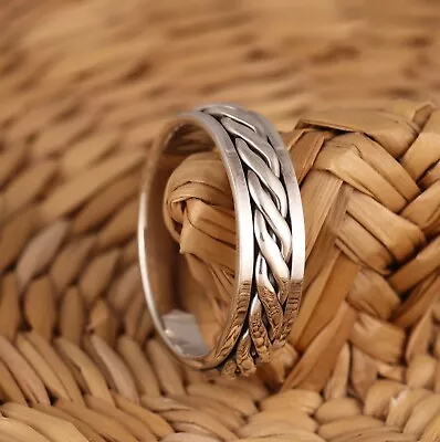 £19.98 • Buy 925 Sterling Silver Celtic Spinning Band/Thumb Ring 7mm Wide Mens/Womens