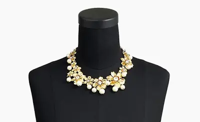 $45.89 • Buy Nwot J.crew Pearl And Crystal Floral Statement Necklace