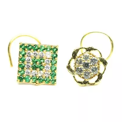 2pc Set Gold Plated Indian Medusa Square Nose Stud CZ Twisted Piercing Nose Ring • $25.30