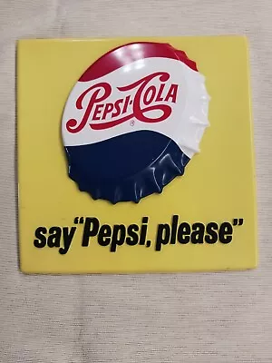 Vintage Pepsi Cola Sign 3-D Plastic  50's - 60's   Say Pepsi Please  • $150