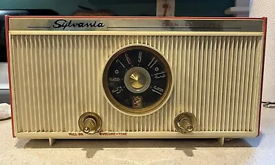 Pink Cream MID-CENTURY SYLVANIA AM TUBE RADIO Model 1303 Vintage 1950s WORKS • $250