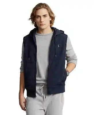 POLO RALPH LAUREN Men's Full-Zip Quilted Panel Hooded Vest ~ Small *$198 Retail • $150