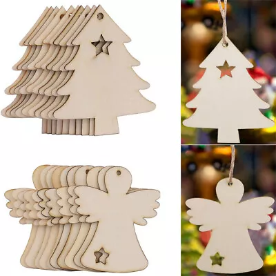 £2.95 • Buy Wooden Christmas Tree Craft Shape Blanks Hanging Decorations Gift Tags Plain Lot