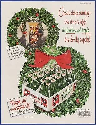 Vintage 1954 7UP 7 UP Soda Pop Christmas Holiday Fresh Up Seven-Up 50's Print Ad • $16.95