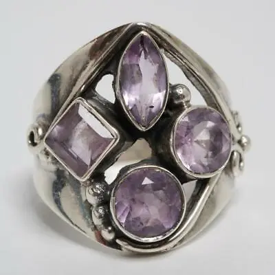 Vintage 925 Sterling Silver & Purple Stone (amethyst?) Artisan Ring • $60