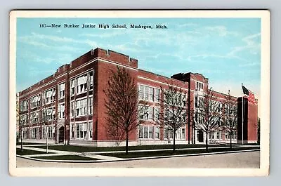 Muskegon MI-Michigan New Bunker Junior High School Antique Vintage Postcard • $7.99