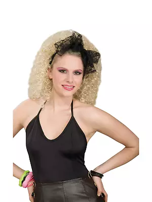 Lacey Hair Scarf Black 80s Fancy Dress Madonna Wild Child Accessory • $38.62