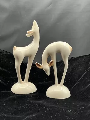 Vintage 1940's Roselane White Young Deer  Slender Figurines California Pottery • $19.99