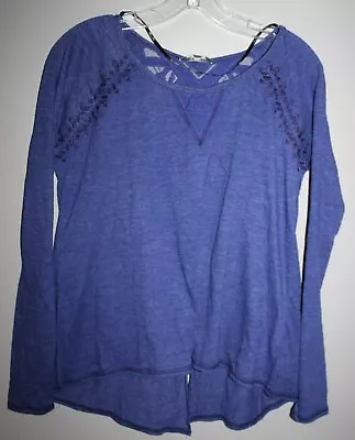 Nwt Miss Me Women's Purple Light Wt Open Back Long Sleeve Embroidered Top Medium • $8
