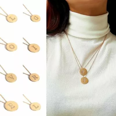 Signet My Name Initial Disc Crystal Capital Letter Necklace Personalised Pendent • £4.99