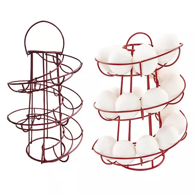 Egg Skelter Holder Rack Organiser Dispenser 24 Eggs Kitchen Countertop Red • £18.04