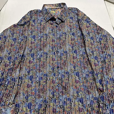 Visconti Black Button Up Shirt Mens Size 2XLT Colorful Long Sleeve • $19.99