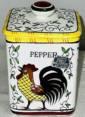 Py UCAGCO EARLY PROVINCIAL ROOSTER & ROSES PEPPER SPICE JAR W/STICKER • $20