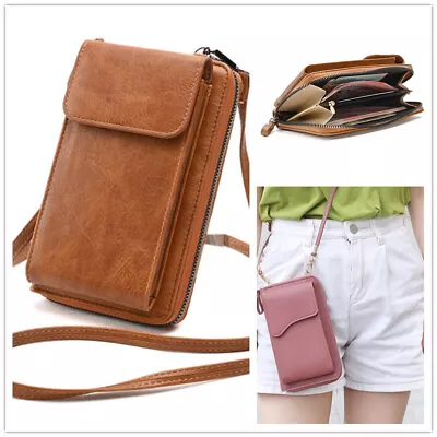 Women/Girl Leather Card Holder Wallet Flip Case Shoulder Bag Purse Phone Cover • $21.88