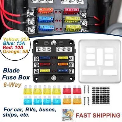 Blade Fuse Box Block 6 Way 12V 32V Holder LED Indicator Car Auto Boat Marine AU • $16.45