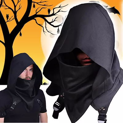 Medieval Cowl Hood Scarf Hooded Pagan Costume Hat Unisex Halloween Cosplay Party • £8.98