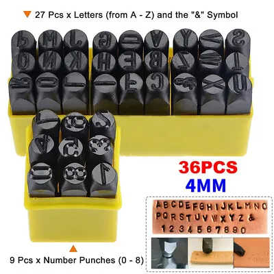 36 Pcs Number Alphabet Letter Stamp Set Steel Metal Leather Craft Punch Tool 4mm • £8.99