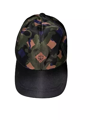 Rare MCM Black Green Camo Visetos Logo Cap Hat Size L • $150