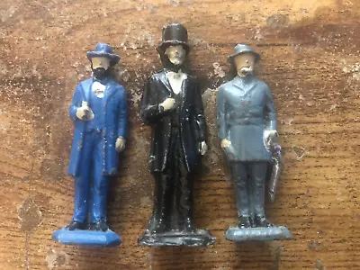 Vintage LEAD Miniature Figurines 3pcs CIVIL WAR Soldiers Grant Lee Pres Lincoln • $19.99