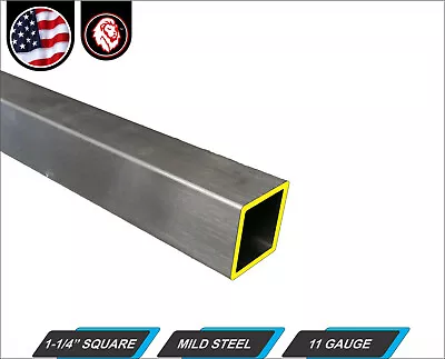 1-1/4  Square Metal Tube - Mild Steel - 11-gauge - 36  Long (3-ft) • $20