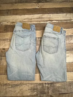 Lot 2 American Eagle Men 32 X 32 Blue Jeans Light Wash Denim Slim & Athletic Fit • $34.99