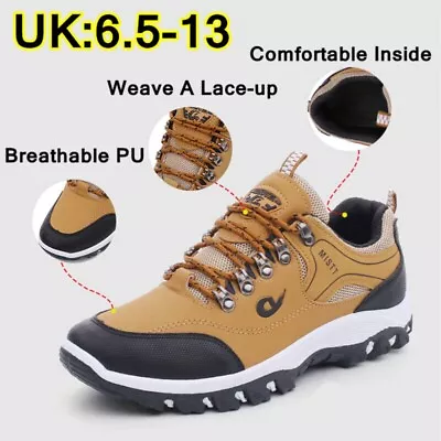 Mens Hiking Boots New Walking Wide Fit Trail Trekking Trainers Shoes Size • £20.26