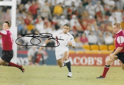 Jason Robinson England Holds The Rugby Ball Against Wales Signed 12x8 Photo • £49.99