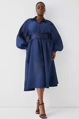 COAST Plus Size Premium Belted Organza Midi Shirt Dress • £79.50