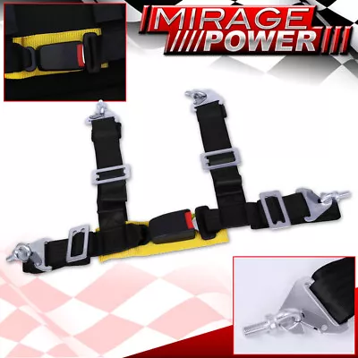 2  JDM Black 4 Point Shoulder Strap Quick Release Seat Belt Buckle Latch • $20.99