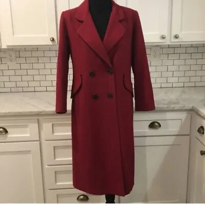 🖤 Mackintosh Red Wool Coat Womens Size 6 Double Breasted Made In USA • $75
