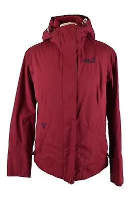 JACK WOLFSKIN Red Windbreaker Jacket Size Uk 10 Womens Fleece Lined Urban • £24.26