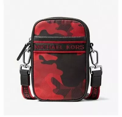 Michael Kors Brooklyn Camouflage Red Phone Crossbody Bag Men Women Unisex Purse • $124.99