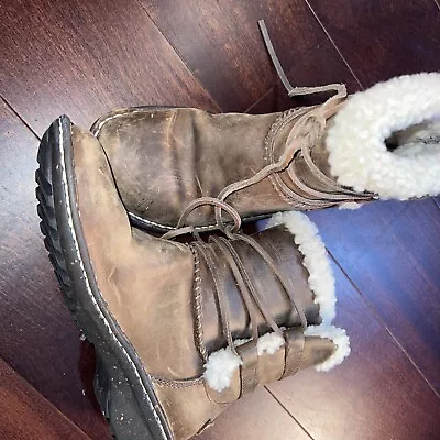 UGG Women's Caspia Brown Leather Pull On Winter Boot Size US 6 1004141 • $39.99