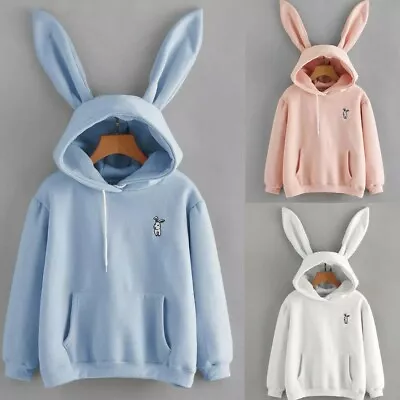 Women Casual Cute Long Sleeve Rabbit Ear Hoodie Sweatshirt Pullover Tops Blouse • $23.99