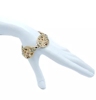 Sarah Coventry Gold Tone Panel Bracelet With Rhinestones 1959 Sultana Collection • $28.99