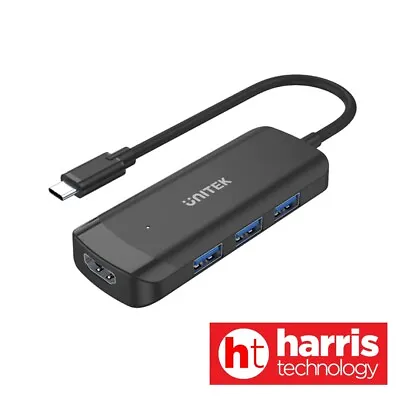 UNITEK 4-in-1 USB3.1 Gen1 Type-C Hub Q4+ H1110B - Black **2-Year Warranty** • $19.85