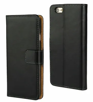 For IPhone SE 2020 2022 Black Real Genuine Leather Wallet Card Slot Case Cover • $15.98