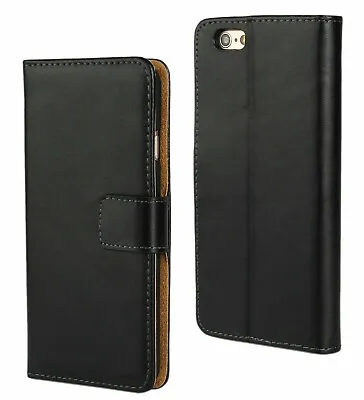 For IPhone SE (2020) Black Real Genuine Leather Wallet Card Slot Case Cover • $15.55