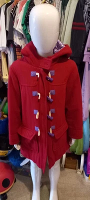 £2 • Buy Red With Purple Lining Duffle Coat M&S Age 6-7