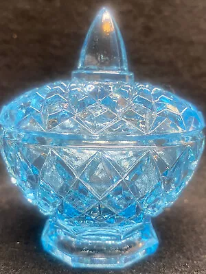 Blue Vaseline Uranium Glass Covered Candy Dish Coffee Sugar Jar Creamer Selenium • $15.50