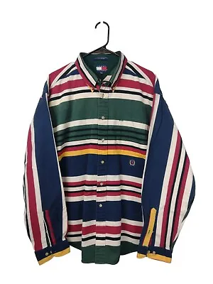 Tommy Hilfiger VTG Color Block Striped Button Down Long Sleeve XL • $25