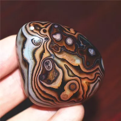 49g Natural Banded Agate Tumbled Palm Stone Crazy Lace Silk Healing Madagascar • $2.46