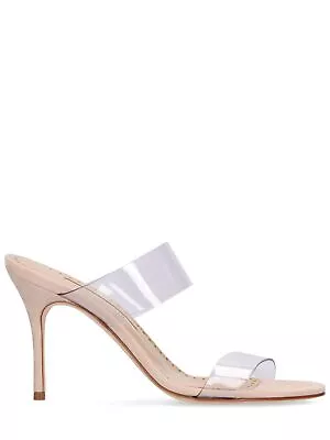 Manolo Blahnik Scolto Nude Beige PVC 90mm Heeled Mules New • $499