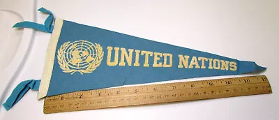 Vintage Felt Pennant 1950s UN United Nations W/ Logo 12 X 5.25 Inches • $14.99