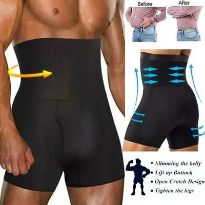 Mens Slimming Body Shaper Compression Shorts Tummy Control High Waist Underwear^ • £8.59