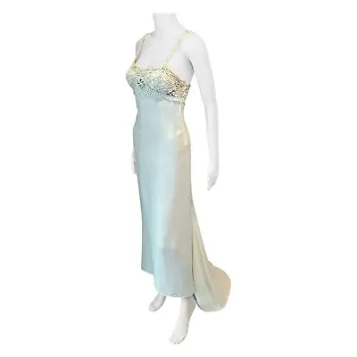 Gianni Versace S/S 1997 Runway Embroidered Lace Ivory Evening Dress Gown • $4850