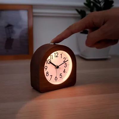 $48 • Buy Wood Analog Alarm Clock Battery Operated Non-Ticking Clock With Snooze And Light