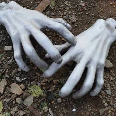 £8.99 • Buy 1Pair Halloween Skull Skeleton Human Hand Zombie Party Terror Scary Props Decor+